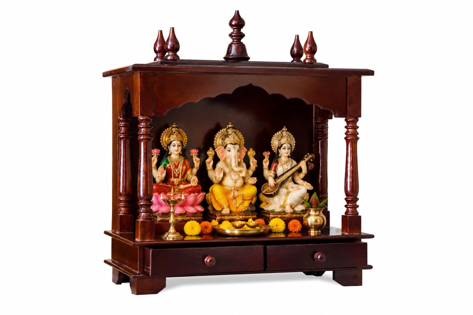 Kamdhenu Art and Craft Wooden Temple/Home Temple/Pooja Mandir/Pooja Mandap/Temple for Home (P20N)