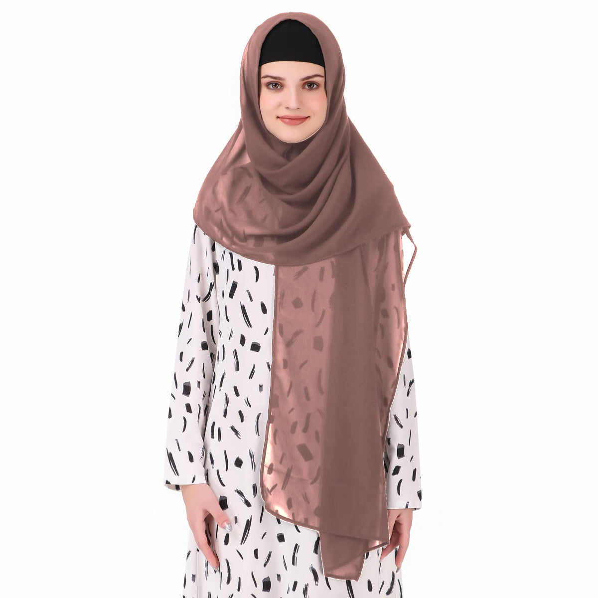 MyBatua Long Hijab in Breathable Soft Georgette large Head Wrap, Wholesale Price, 1pc Scarf HJ-020 (50x180 cm, Rose Taupe)