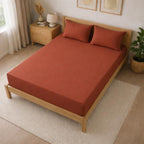 THE HOME STYLE Solid Cotton Feel Pillow Covers (18 x 28 inches, Set of 2 Pcs) | 300 TC | Super Soft & Smooth (Terracotta)