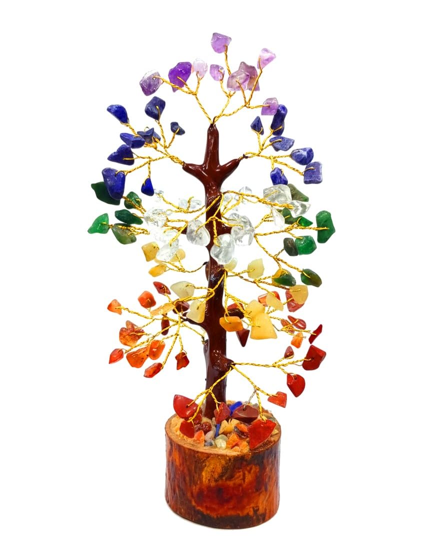 Seven Chakra Crystal Tree of Life for Positive Energy - Feng Shui Decor | Gemstone Bonsai Money Magnet Tree for Home Decor, Good Luck & Meditation | Crystal Gift for Office Desk, Spiritual Decor Items
