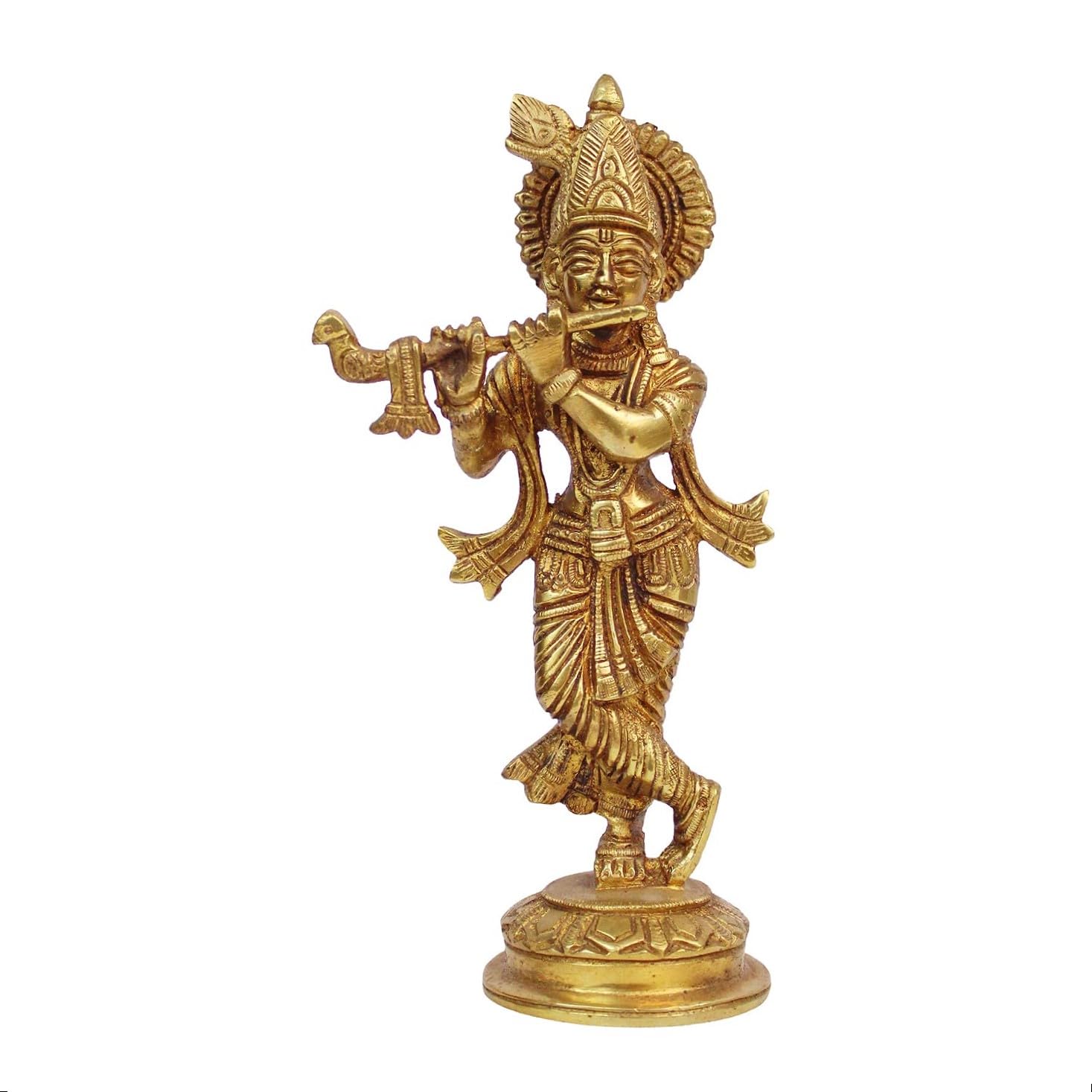 SVARUP Brass Krishna Bhagwan Idol Statue God Love Murti for Home Decor Living Room Pooja Temple Sculpture Gift Height 7.5 Inch