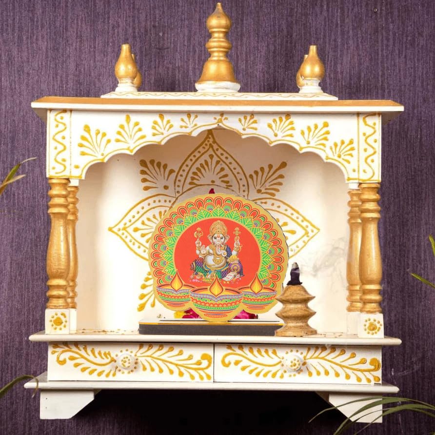 PD Craftozone Decorative Ganpati-MAA Lakshmi Cutouts for Temple and Table | Festival Home Decor for Pooja Stand, Home and Kitchen Temple and Festival Celebration | Golden