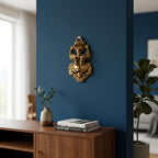 Kridaykraft Metal Feng Shui Vastu Showpiece Nazar Battu with Naag Ganesha Suraksha Kawach Mask for Evil Eye Protection for Home, Office Wall & Door Hanging (Gold, Medium) - 9.5 Cm