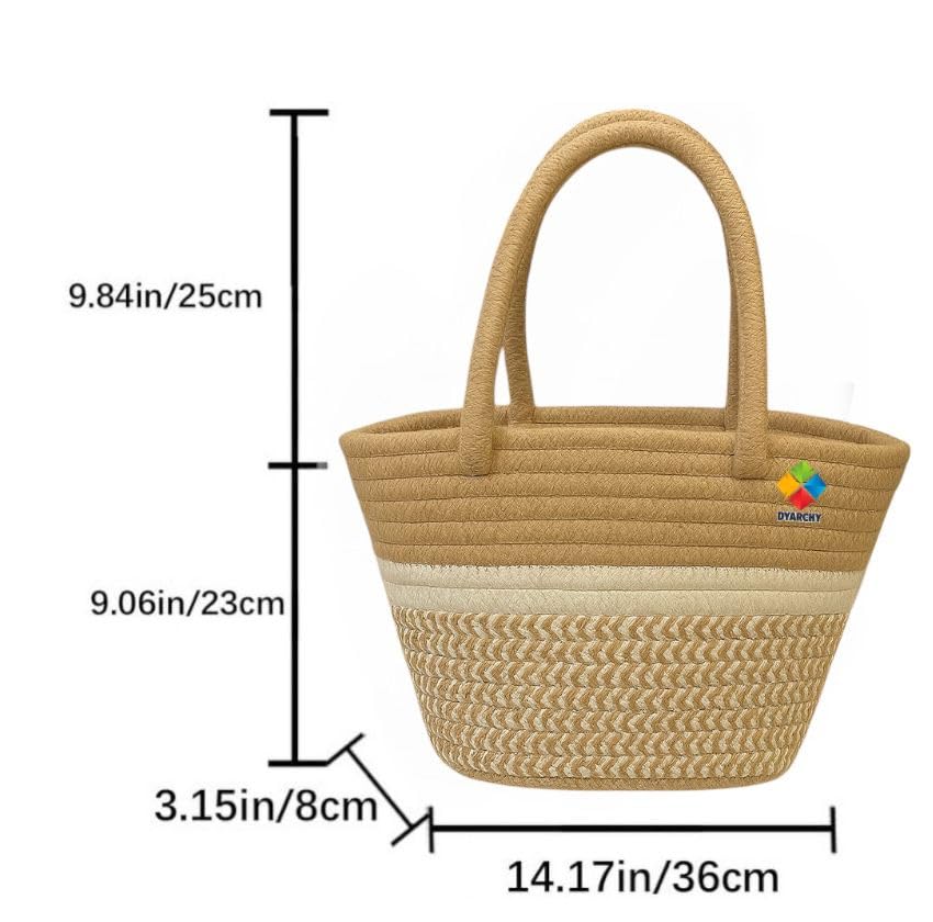 DYARCHY Cotton Rope Woven Tote Bag, Large (MULTI) ZIPPER BAG (COLOR 2)