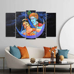 VIBECRAFTS Radha Krishna Canvas Wall Painting Set of Five For Home|Office|Living Room|Gift (PTVC5Pcs2_6567)