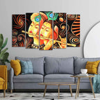 VIBECRAFTS Radha Krishna with Flute Set of Five Pieces Wall Painting For Home|Office|Living Room|Gift (PTVC5Pcs2_6577)
