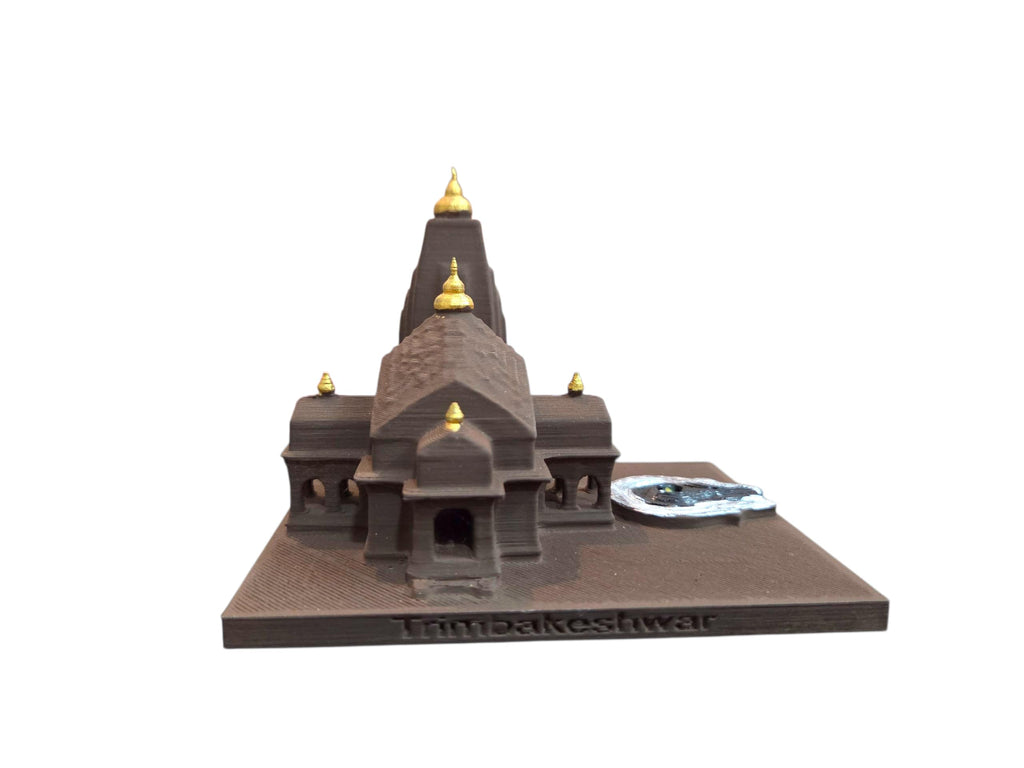 DevaDarshan Trimbakeshwar Jyotirling Temple with Shivling Idol | Triyambakeshwar Temple Miniature Model for Home Decor, Pooja Room & Gifting | Lord Shiva Idol Showpiece