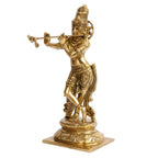 SVARUP Brass Krishna Bhagwan Murti in Gold Color Height 10 Inch