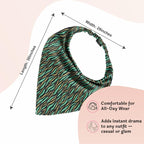 Hair Drama Co. Zebra Print Elastic Bandana Head Scarf for Women - Green | Silk Satin Head Wrap Bandana Scarves | Boho Style Statement All Day Wear Headband Scarves | Hair Scarf Accessories