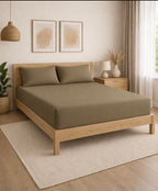 THE HOME STYLE Solid Cotton Feel Pillow Covers (18 x 28 inches, Set of 2 Pcs) | 300 TC | Super Soft & Smooth (Walnut)