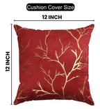Stuffique Velvet Foil Cushion Covers Decorative Merry Christmas 12 inch x 12 inch Set of 2, Maroon