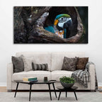 VIBECRAFTS Canvas Paintings for Living Room Drawing Room Mascaw Parrot In Tree Hole Canvas Wall Painting Fitted with Wooden Frame for Home | Office | Gift (PTVCH_2314)