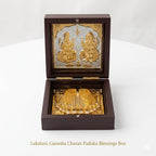 DK trades® Gold Plated Laxmi & Ganesh Ji for Pooja Box - Premium Gold Laxmi & Ganesh Ji for Pooja Box | Pocket Temple Laxmi & Ganesh Ji with Charan Paduka| Unique Home, Office Gift