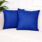STITCHNEST Quilted Velvet Cushion Covers Set of 2 | Soft Blue | 16x16 Inches | Premium Sofa & Living Room Décor