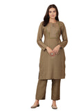 Printed Straight Pashmina Kurta Set with Dupatta for Women