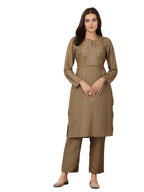 Printed Straight Pashmina Kurta Set with Dupatta for Women