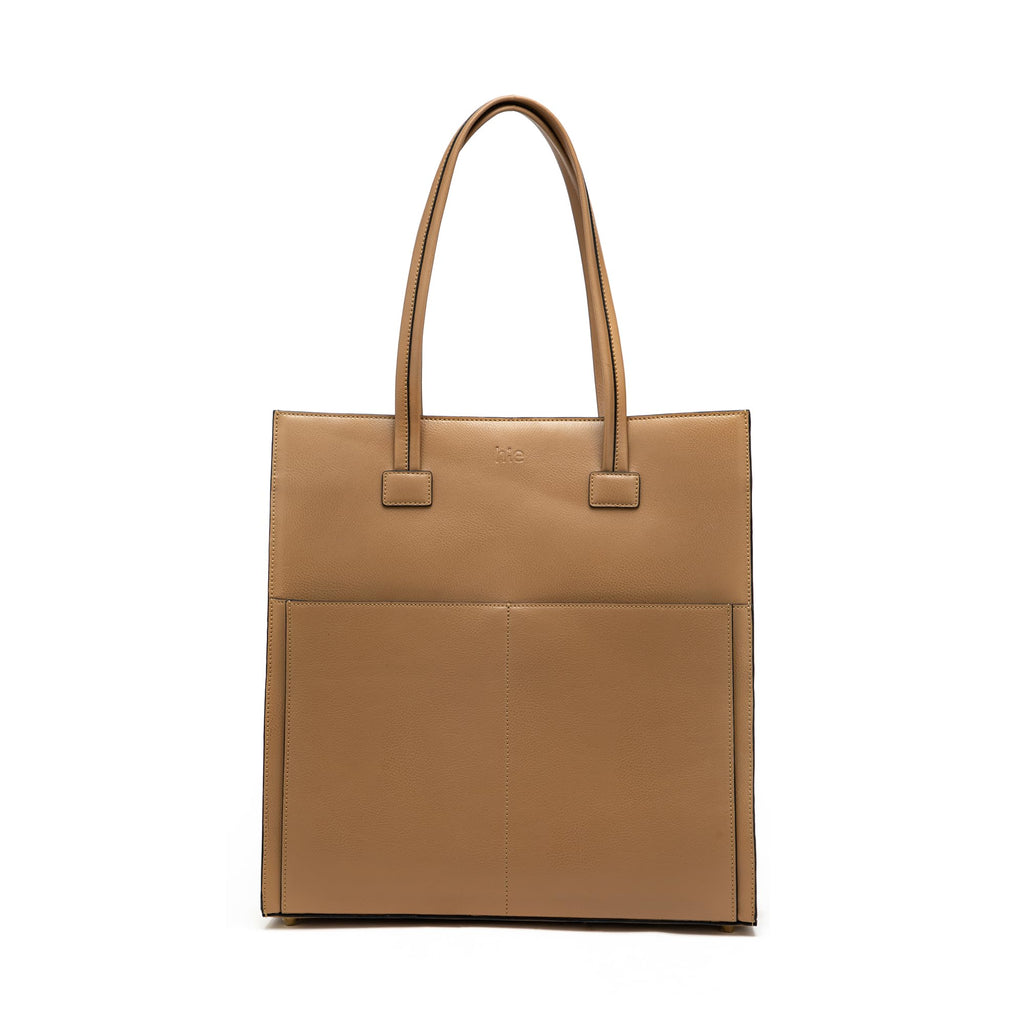 HIE Elena Casual Tote – All-Purpose Vegan Leather Bag for Women, Spacious Front Pocket, Metal Zip Closure, Gold Hardware, Key Hanger, Back Pocket, Perfect for Office & Work.