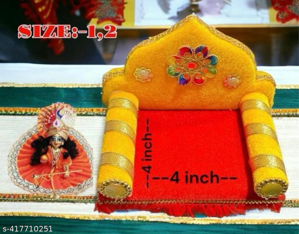 Combo Set of Kanha ji Singhasan, Bed and Machardani (Size -0,1,2) This All Product for kanha ji, laddu Gopal,Thakur ji and Quality of a Product is Very Soft and Premium
