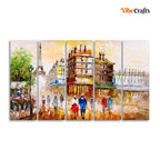 VIBECRAFTS Street View of Paris Premium Wall Painting Set of Five Pieces For Home|Office|Living Room|Gift (PTVC5Pcs4_8638)