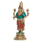 ARTVARKO Brass Tirupati Balaji Venkateshwara Idol Vishnu Chakra Namah Shankh Statue Murti Lord Srinivasa Pooja Vastu Religious Idol for Home Office Temple Decor Gift 11 Inch.