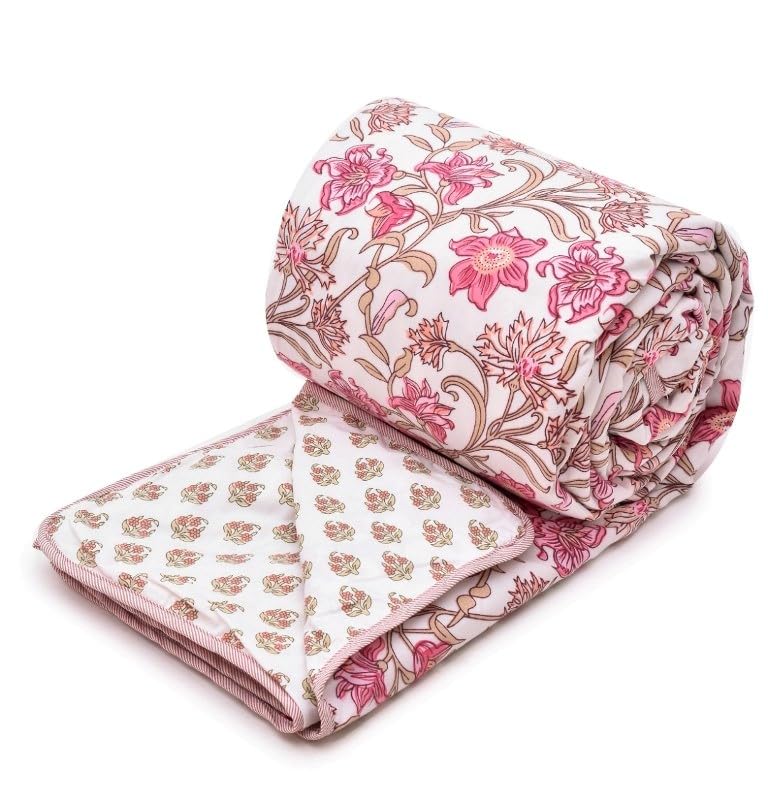 Pure Cotton 3-Layered Reversible Dohar for Single Bed 60 x 90 Inches | Super Soft Lightweight AC Blanket/Quilt | All-Season Comfort & Washable Printed Cotton Dohar (Pack of 2) - Design 2 Kafalo