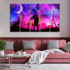 VIBECRAFTS Couple Kissing Modern Abstract Art Wall Painting of Five Pieces For Home|Office|Living Room|Gift (PTVC5Pcs4_8688)