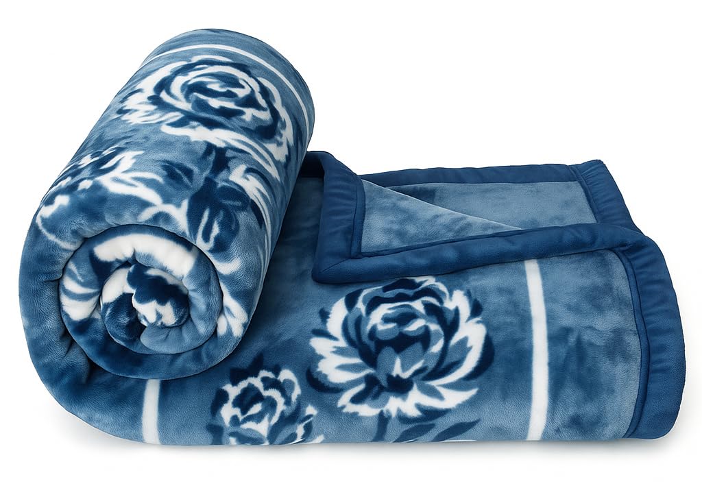 VAS COLLECTIONS Plush Fleece Mink Blanket | 2.5 Kg, 700 GSM | Ultra Soft, Warm & Luxurious Heavy Blanket for Single Bed (142×218 cm) (Sky Blue) Kafalo