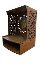 WIZZARTPRINTS Beautiful Wooden Pooja Stand for Home Mandir with LED Spot Light | Wall Mounted Temple for Home and Office | Compact Wooden Puja Mandir Desing 2