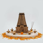 QUEENS CANVAS Rameshwaram Temple Wooden 3D Model – 10 Inch Decorative Mandir Replica for Home, Office & Gifting
