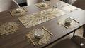 Combo Table Mat and Table Runner Set for Dining Table |Complete Table Cover Set for Plates & Cutlery |Suitable for Home and Everyday Use (Combo Imperial Charcoal Table mat Combo, 8 pcs + 1 Runner) Kafalo