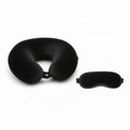 CloudBliss Memory Foam Travel Neck Pillow, Set of 2, Black & Black