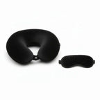 CloudBliss Memory Foam Travel Neck Pillow, Set of 2, Black & Black