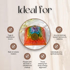 CALMINDS 7 Chakra Crystal Pyramid for Positive Energy, Natural Healing Crystal Pyramid with Feng Shui Coin, Reiki Charged Vastu Decor for Home Office Meditation Yoga Gift