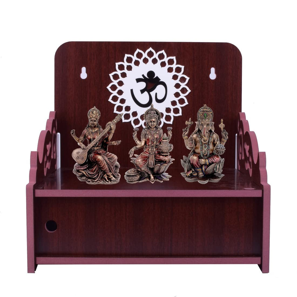 Lakhaji Christian Wooden Wall Hanging Temple for Home and Shop,Office and Home showpiece Temple (Maroon-6)