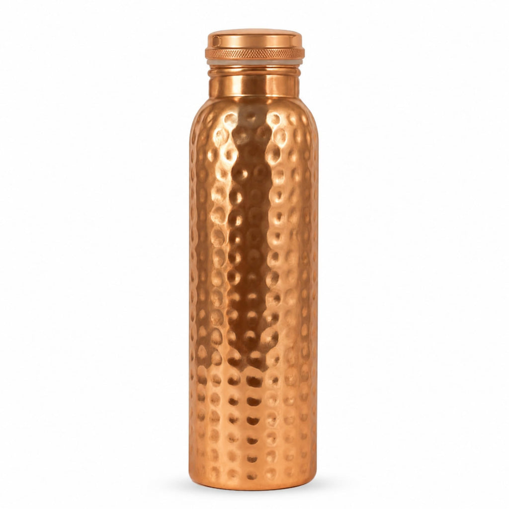 Copprix Copper Water Bottle 1 Ltr | Copper Bottle for Men & Women | 100% Pure Copper | BPA Free & Leak Proof | Easy to Carry | Suitable for Yoga, School & Office | Best for Gifting (Hammered)