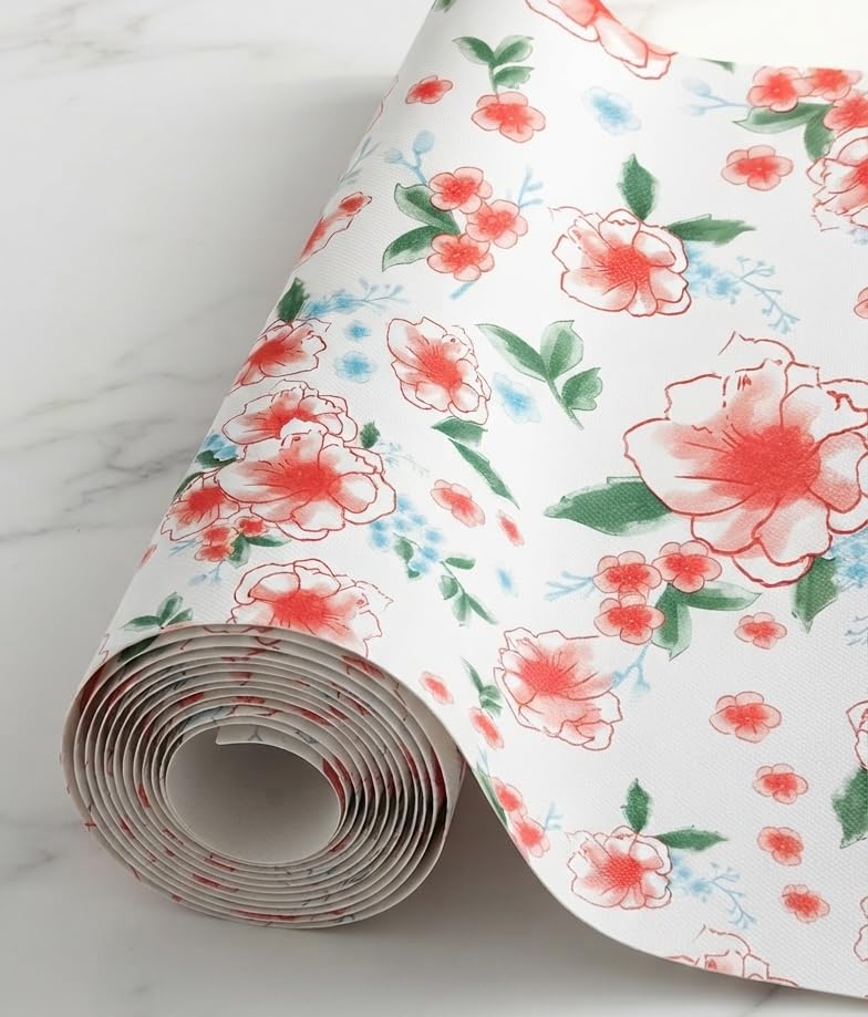 Dribble (45cm X 500cm) Eva Shelf Liner Mat Roll, Non Slip Drawer & Cabinet Liner for Kitchen, Waterproof Oilproof Washable Fridge Mat, Anti Skid Multipurpose Mat (Spring Lavender Red) Kafalo