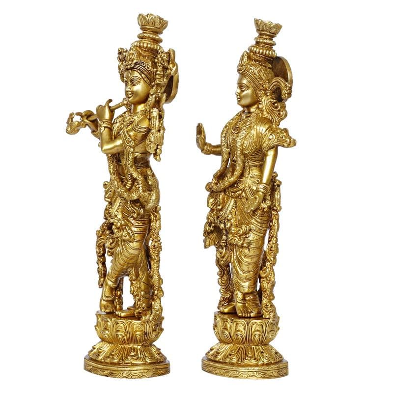 SVARUP Brass Radha Krishna Idol in Gold Color Height 14 Inch