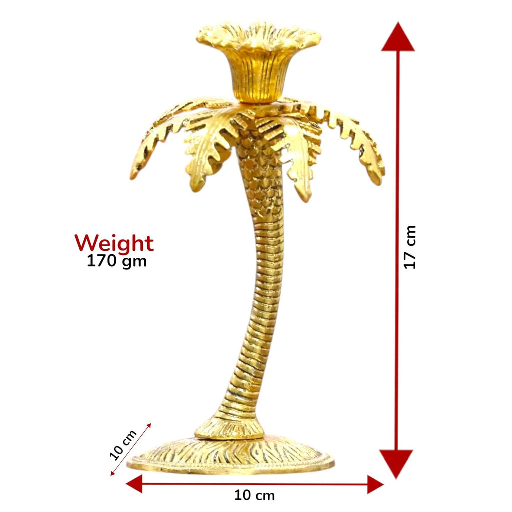 KridayKraft Metal Gold Plated (Palm) Khajur Candle Holder for Home Hotal Decor Candle Stand Tree Statue for Candle Light Dinner & Dining Table Decorative Showpiece for Decoration & Gift Purpose...