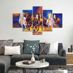 VIBECRAFTS Seven Horses Five Pieces Premium Canvas Wall Painting For Home|Office|Living Room|Gift (PTVC5Pcs1_5528)