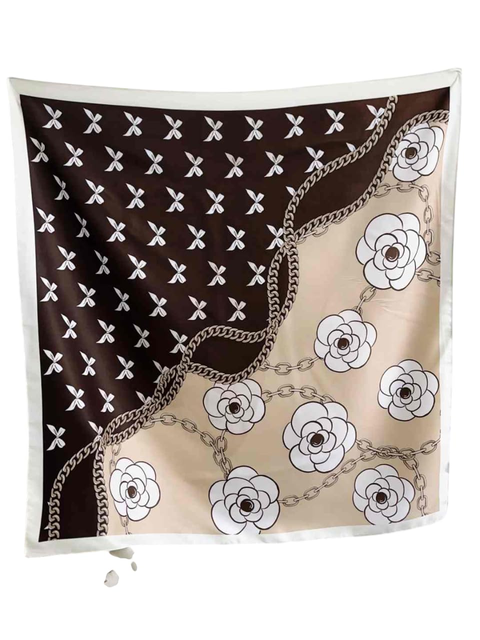 CrossKulture Printed Poly Silken feel Scarf Stole for Women | Stylish, Soft, & Lightweight | Satin Feel Neck, Hair & Head Scarf for Women | Square Silk Stole for Handbag (Colour68)