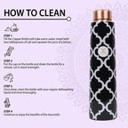 MERCAPE Pure Copper Water Bottle 900 ml with Printed Design | Jointless Construction | Leak-Resistant Screw Cap | Reusable Copper Bottle for Home, Office, Gym & Travel