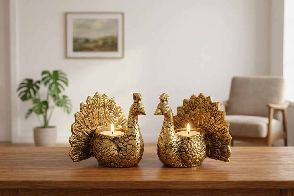 KridayKraft Designed with a Versatile Central Cavity, This Peacock Serves as a Stunning tealight Candle Holder, a mini Indoor Planter, a Unique Pen Stand, or a Sophisticated Vanity Organizer.
