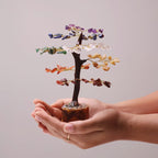 Shubhanjali 7 Chakra Tree 100 Beads M-Seal for Home Decoration | Crystal Tree for Positivity Goodluck | Gemstones | Feng Shui Stone Tree for Living Room, Office Desk & Hall Decor | Gift