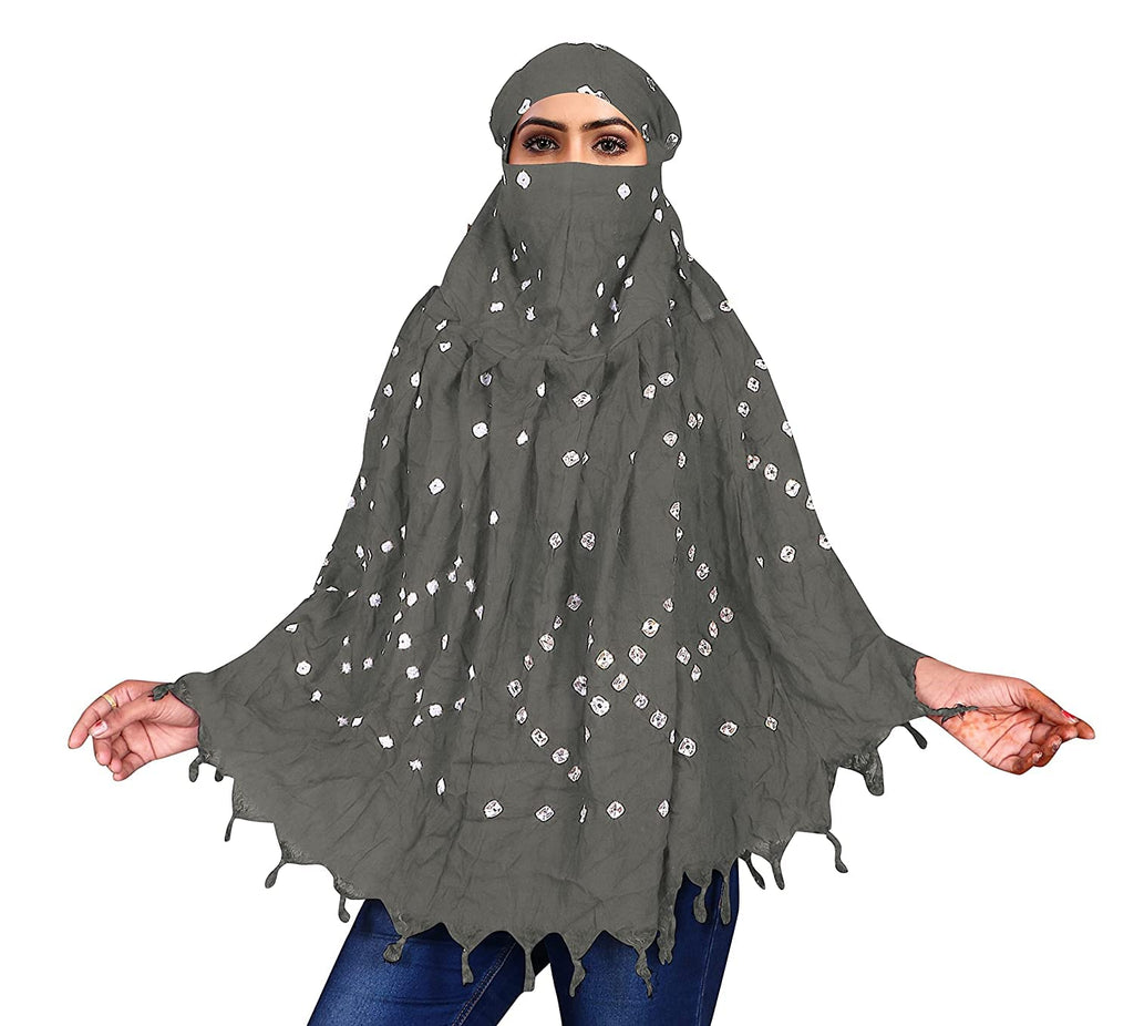 HETVIN Cotton Long Scarf Cum Mask Scarves Usable for Vehicle Driver | White Printed Design Fabric | Universal Size | Soft & Breathable Sun Protection | For Girl & Women (Grey)