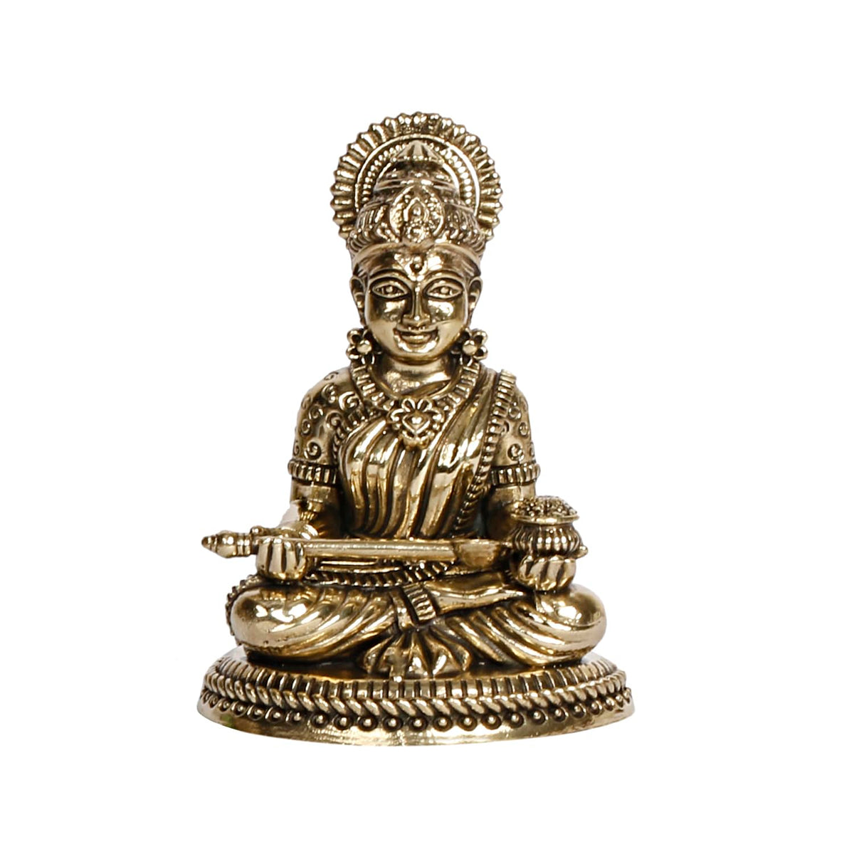 ARTVARKO Brass Annapurna Devi Idol Goddess of Food Anapurna Devi Murti Statue Small 3 Inch