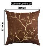 Stuffique Velvet Foil Cushion Covers 12 inch x 12 inch Set of 2, Brown
