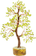 REBUY Crystal Stone Tree – Natural Healing Gemstone for Positive Energy, Feng Shui, Vastu – Ideal for Home, Office, Living Room Décor (Peridot Stone Tree)
