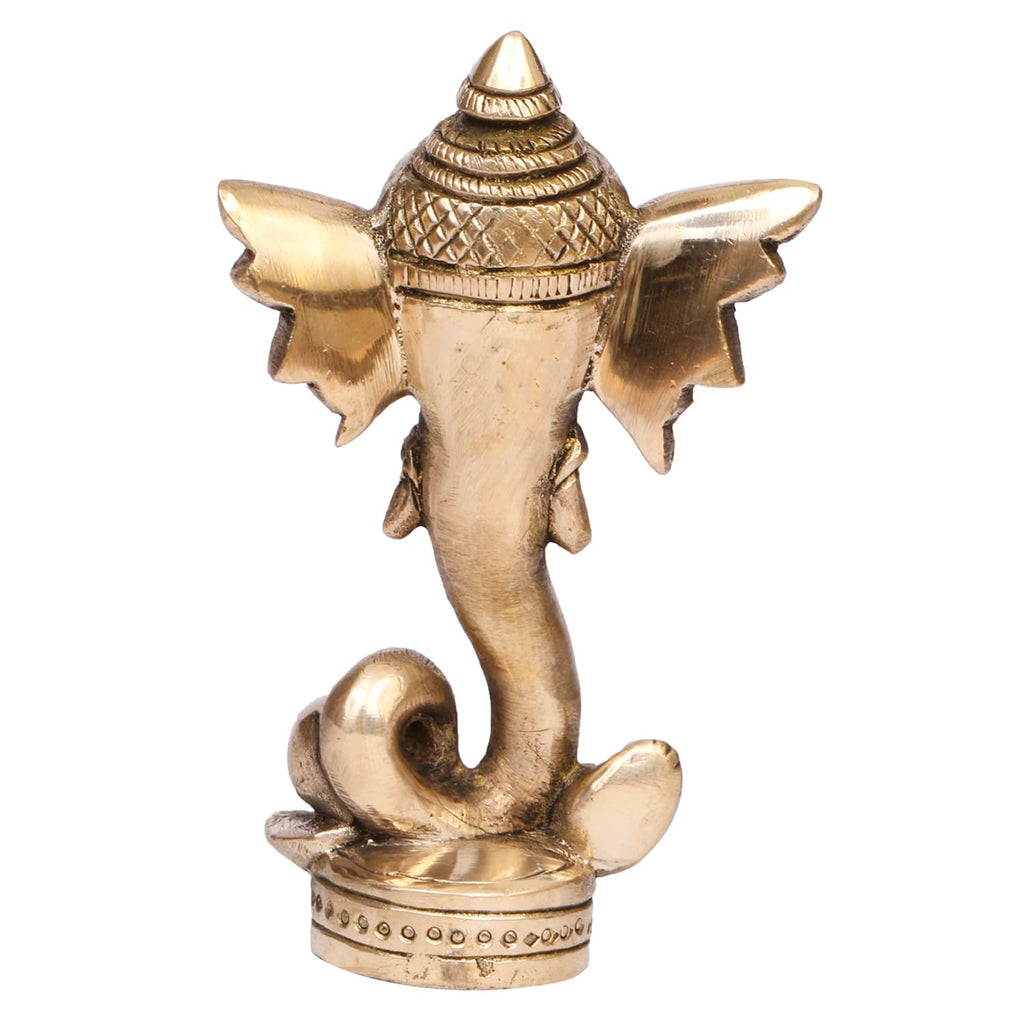 ARTVARKO Brass Trunk Ganesha Big Ear Ganesh Idol for Home Decor Office Desk Diwali Gift Pooja House Entrance Good Luck 12 Cm.