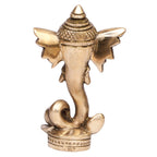 ARTVARKO Brass Trunk Ganesha Big Ear Ganesh Idol for Home Decor Office Desk Diwali Gift Pooja House Entrance Good Luck 12 Cm.