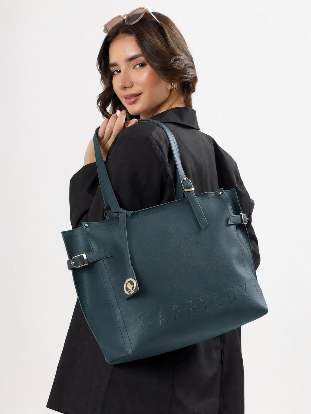 Carrylux Soft PU Textured Tote Bag for Women (Sacramento Green)
